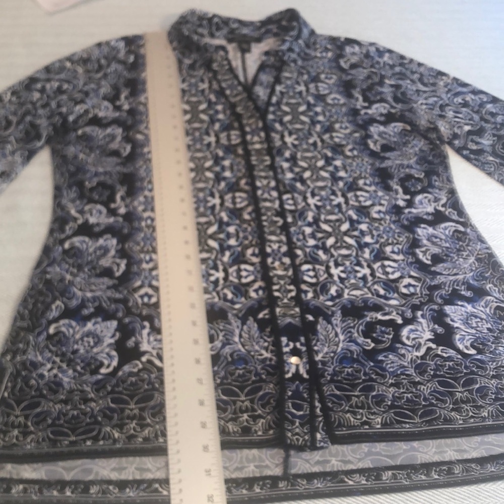 WHITE HOUSE BLACK MARKET TUNIC/DRESS XL Pit to Pit 22 1/2" Blues Blacks Preworn - Picture 11 of 15